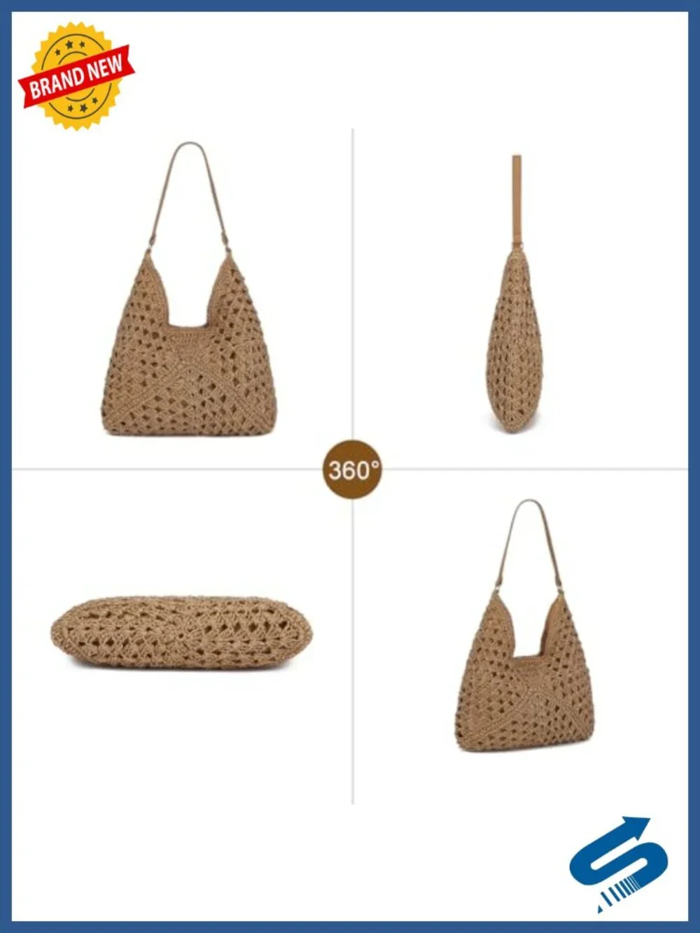 Straw Woven Beach Hobo Shoulder Bag for Women Lightweight Summer Tote